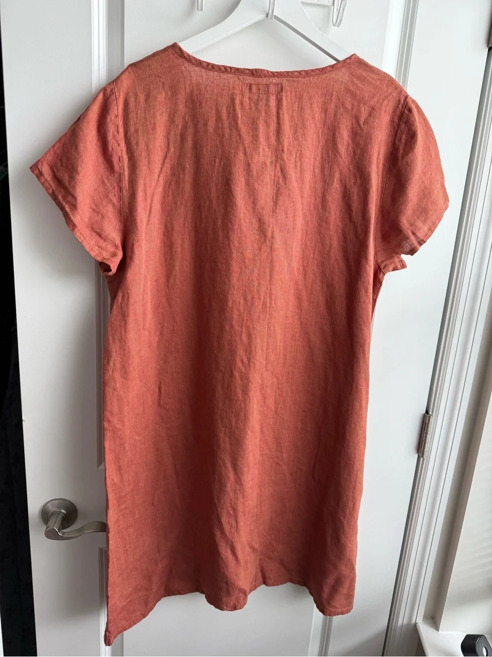 FLAX 100% Linen Short Sleeve Dress Tunic Coastal Lagenlook Medium Bohemian Boho